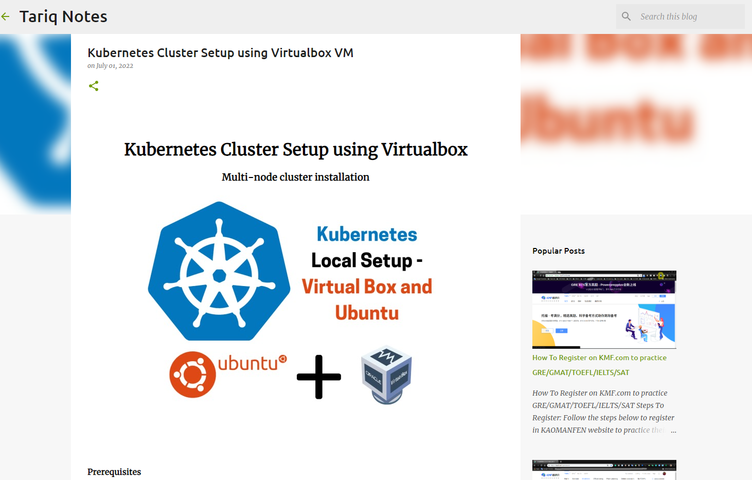 Kubernetes Cluster Setup using Virtualbox VM